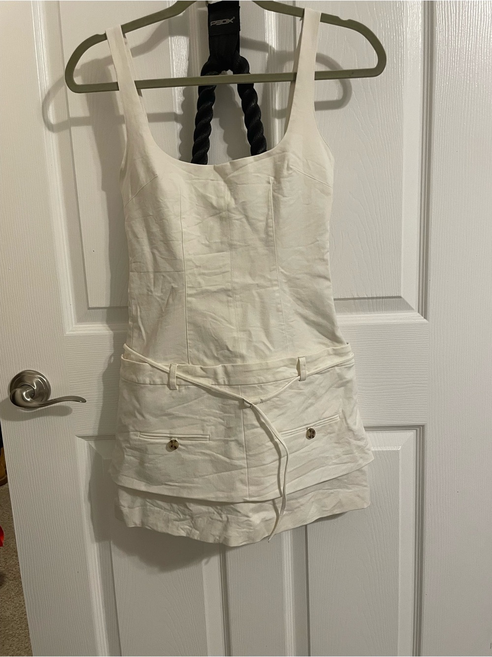 Zara Cream Sleeveless Mini Dress with Tie Belt
